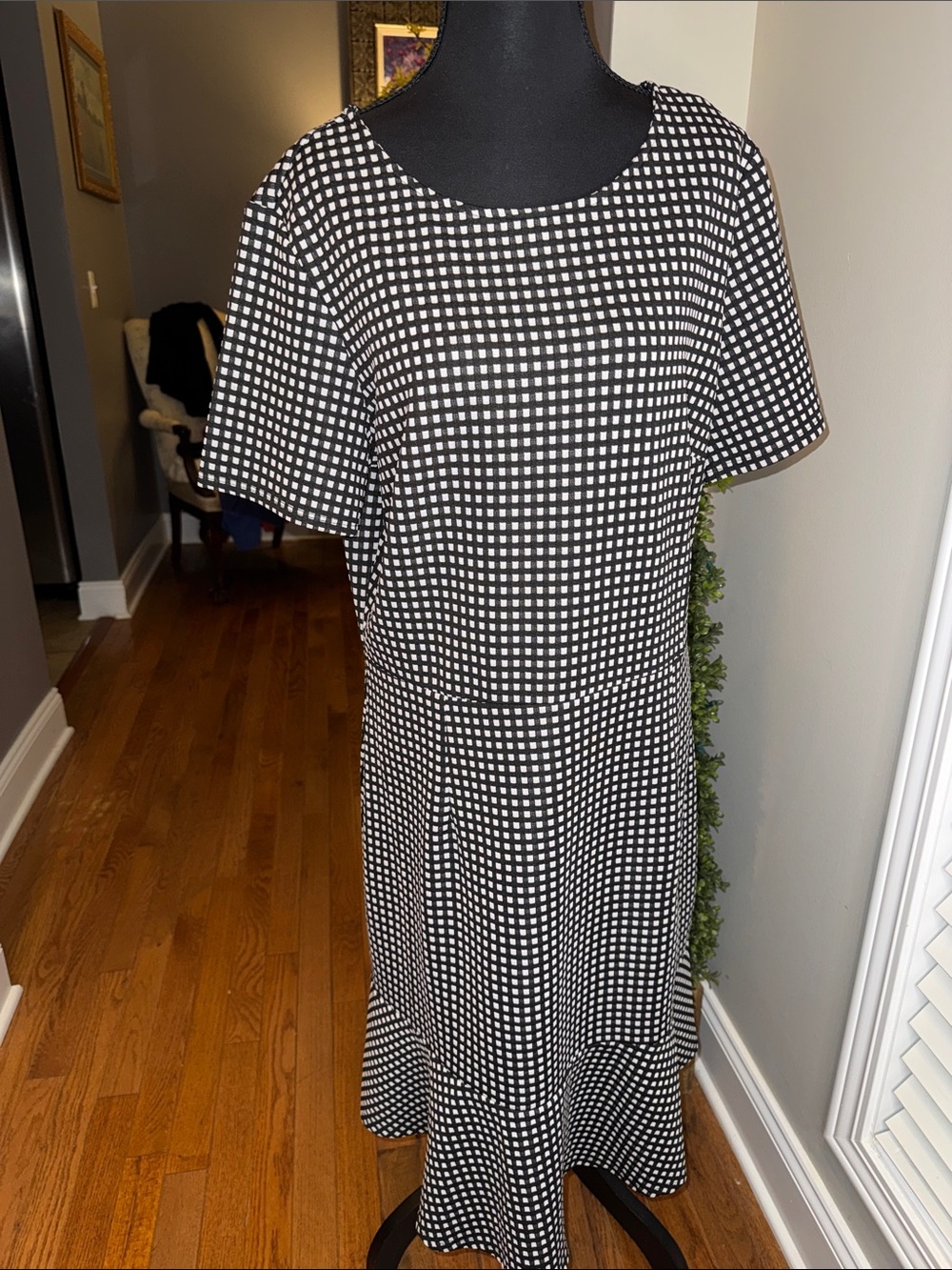 The Limited Black & White Gingham Midi Dress